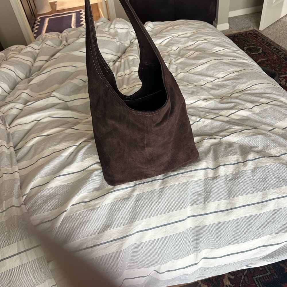 Chocolate Brown Suede slouch Shoulder Bag